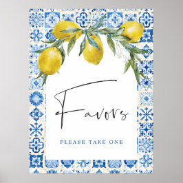 Póster Lemon Mediterranean Blue Tile Favor Poster