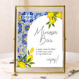 Póster Lemon Mediterranean Boho Bridal Shower Mimosa Bar