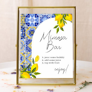 Póster Lemon Mediterranean Boho Bridal Shower Mimosa Bar