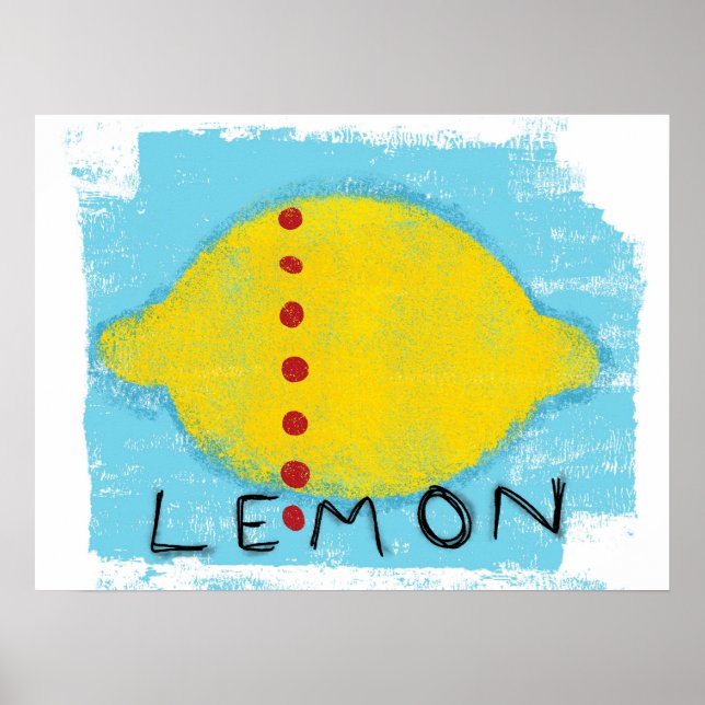 Póster Lemon On Blue Poster Wall Art (Frente)