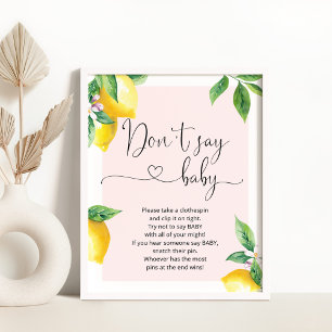 Póster Lemon rosa no diga poster de juego de bebé gaby du