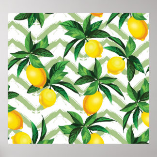Póster Lemon zigzag: patrón pintado a mano.