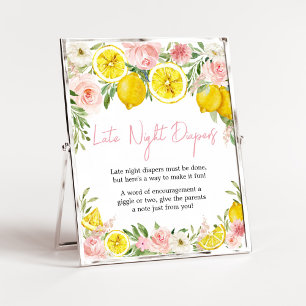 Póster Lémona floral rosa Diapers nocturnos