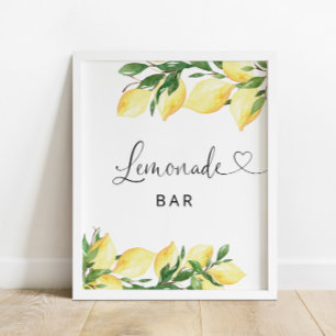 Póster Lemonade Bar Lemon Floral Poster