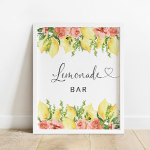 Póster Lemonade Bar Lemon Floral Poster