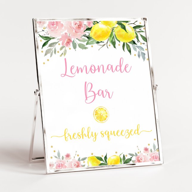 Póster Lemonade Bar Pink Gold Floral Cumpleaños (Subido por el creador)