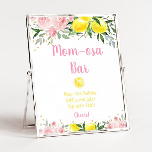 Póster Lemonade Pink Gold Floral Mimosa Bar Baby Shower