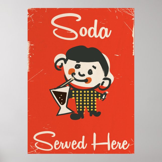 Póster Lemonade Sirve aquí el anuncio de bebidas de época (Frente)