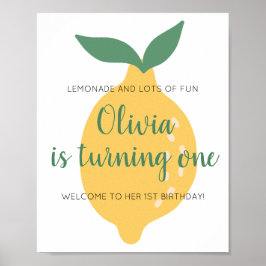Póster Lemonade Turning One Lemon Welcome 1er cumpleaños