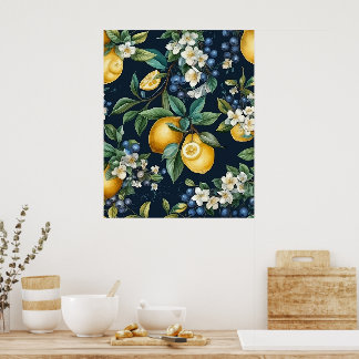 Póster Lemones elegantes y arándanos