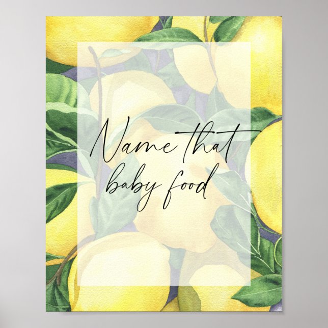 Póster Lemones y hojas - nombrar a ese alimento para bebé (Frente)