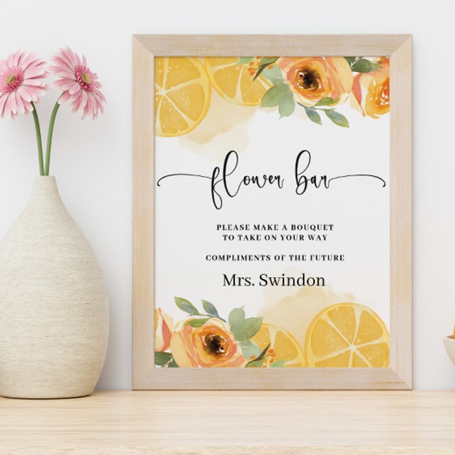 Póster Lemons and Floral Flower Bar Bridal Shower Poster (Subido por el creador)