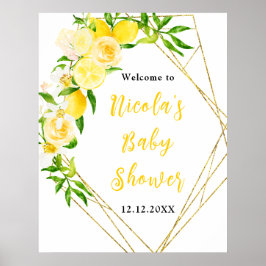 Póster Lemons and Foliage Baby Shower Welcome