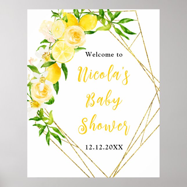 Póster Lemons and Foliage Baby Shower Welcome (Frente)