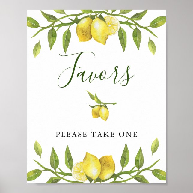 Póster Lemons Blossom Greenery Wedding Favor Rótulo Poste (Frente)