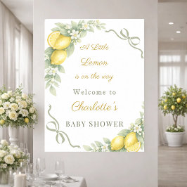 Póster Lemons bow sage green welcome Baby Shower