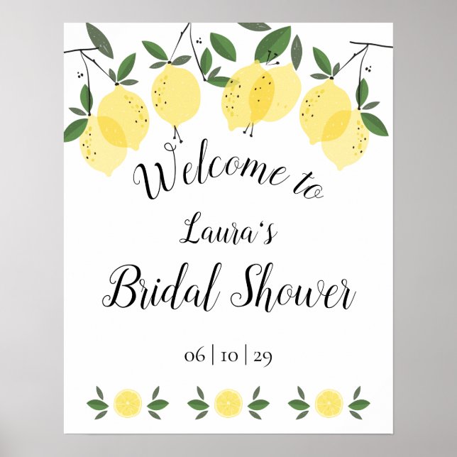 Póster Lemons Bridal Shower Poster de bienvenida (Frente)
