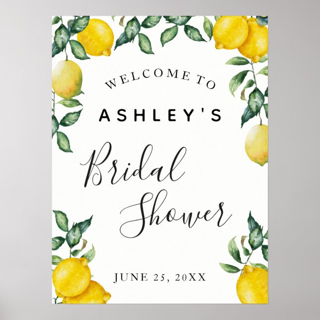 Póster Lemons Bridal Shower welcome sign (Frente)