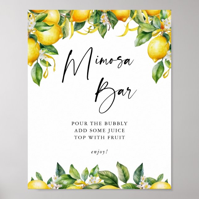 Póster Lemons Citrus bridal Mimosa Bar Sign (Frente)