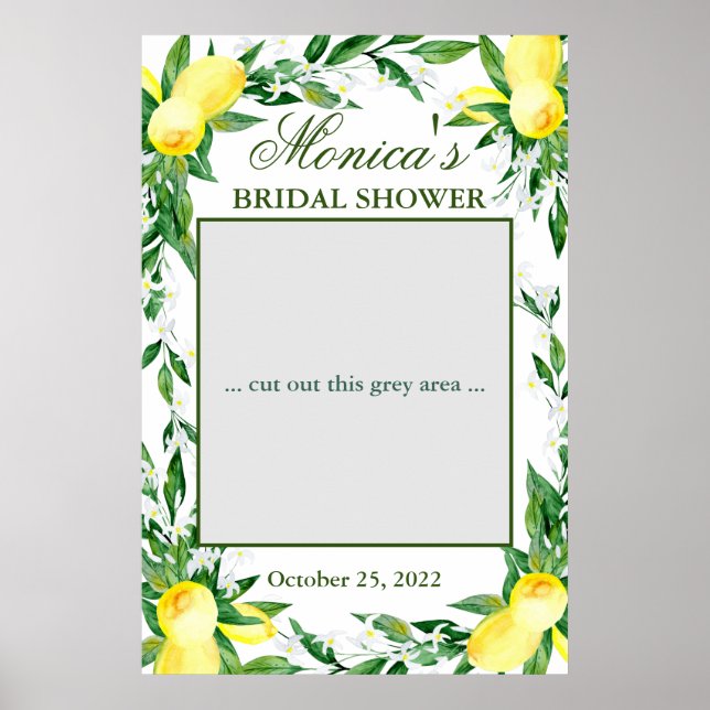 Póster Lemons Green Blossom Bridal Shower Photo Prop (Frente)