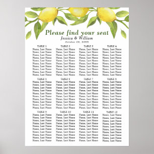 Póster Lemons & Greenery 12 Tablas Boda SESIÓN GRÁFICO