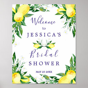 Póster Lemons Greenery Blossom Bridal Shower Rótulo