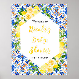 Póster Lemons Mediterranean Baby Shower Welcome
