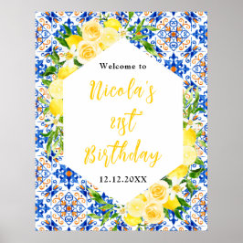 Póster Lemons Mediterranean Birthday Welcome
