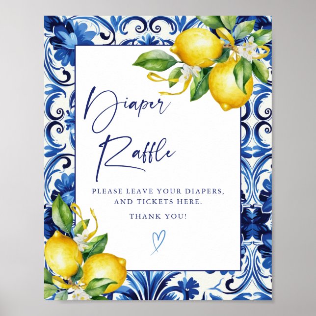 Póster Lemons Mediterráneo Bridal Shower Diaper Raffle (Frente)