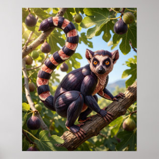 Póster Lémur de cola anillada de higo Mission negro