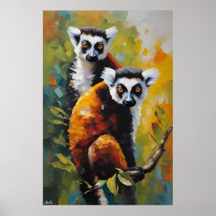 Póster   Lemur   Estilo de pintura de aceite