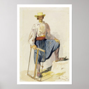 Póster Leñador griego, el 13 de junio de 1856 (pluma,