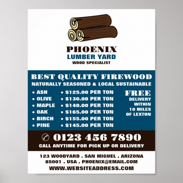 Póster Leñetes de madera, Anuncio de huerta de madera/mad (Frente)