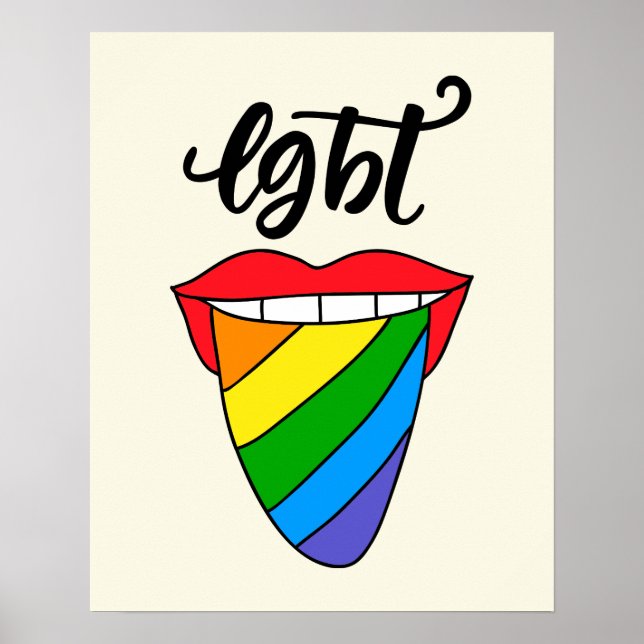 Póster Lengua arcoiris LGBT (Frente)