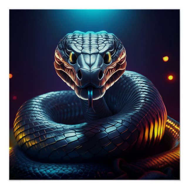 Póster Lengua de serpiente víbora plateada que ondea (Anverso)