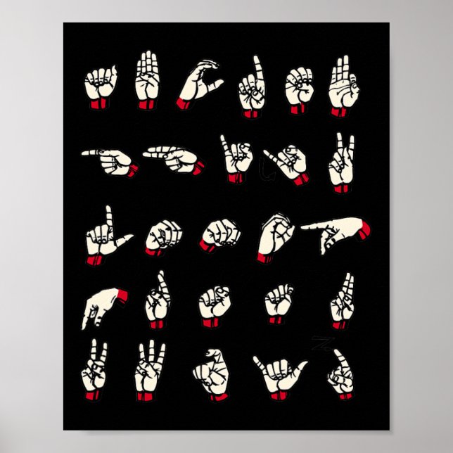 Póster Lenguaje: Alcance De Los Alfabetos A A Z Asl Sorde (Frente)