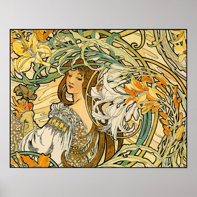 Póster Lenguaje de flores por Alphonse Mucha (Frente)