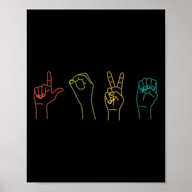 Póster Lenguaje de Rótulo Amar Asl Idioma Alabet Día de S (Frente)