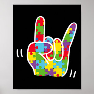 Póster Lenguaje de Rótulo Amor Autismo Conciencia Mes Amo