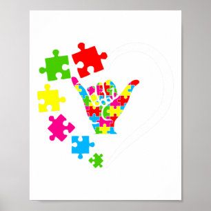 Póster Lenguaje de Rótulo ASL Amor Autismo Awareness Day