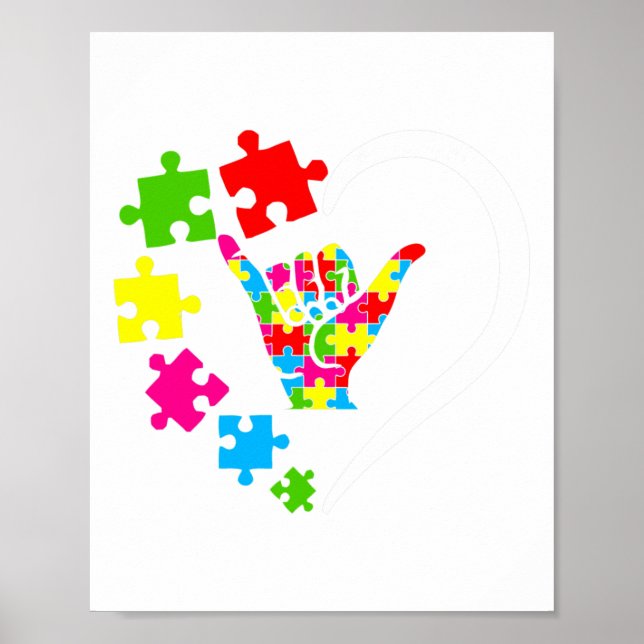 Póster Lenguaje de Rótulo ASL Amor Autismo Awareness Day  (Frente)