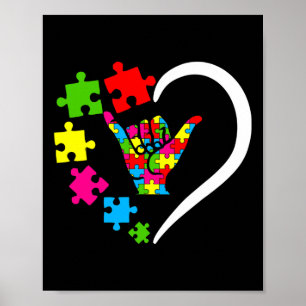 Póster Lenguaje de Rótulo ASL Amor Autismo Awareness Day