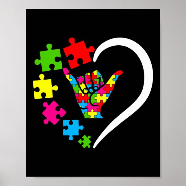 Póster Lenguaje de Rótulo ASL Amor Autismo Awareness Day  (Frente)