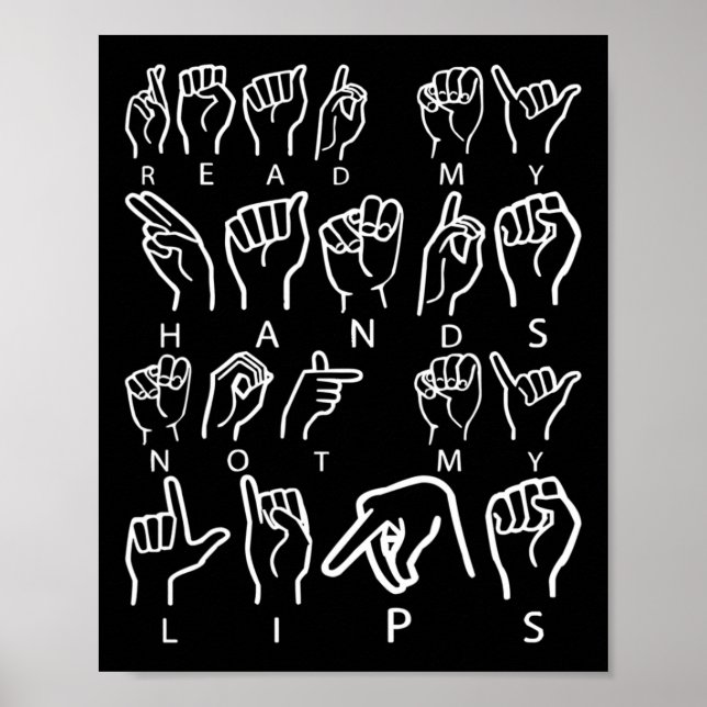 Póster Lenguaje de Rótulo Asl Concienciación Idioma Rótul (Frente)