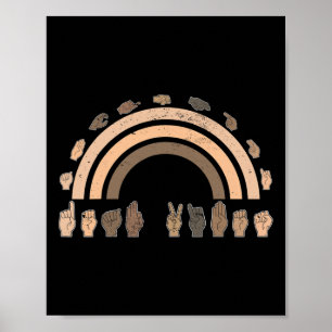 Póster Lenguaje De Rótulo Asl Gesture Deaf Vibes Awarenes