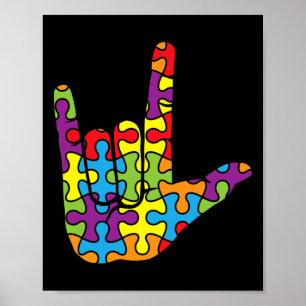 Póster Lenguaje de Rótulo de amor - Awaren autismo de rom