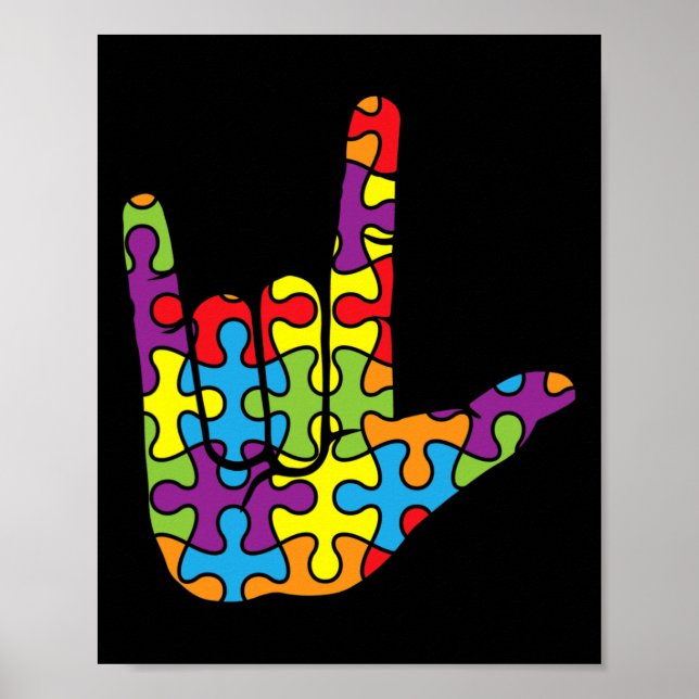 Póster Lenguaje de Rótulo de amor - Awaren autismo de rom (Frente)