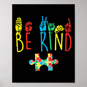 Póster Lenguaje de Rótulo de buena mano Autismo Concienci