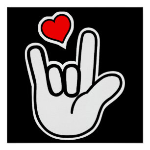 Póster Lenguaje de Rótulo que te amo Rótulo