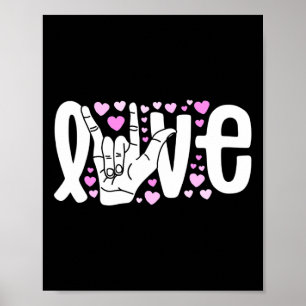 Póster Lenguaje de Señas Amor Asl Sé Amable Conciencia So